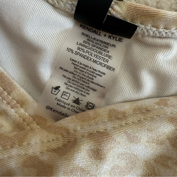 KENDALL & KYLIE | Gold Leopard Print Ruched Bikini Bottom Beachy Summer | Size L - Picture 4 of 8